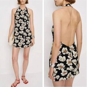 Reformation Avielle Mini Dress Sz2 Oriole Daisy Floral Halter Backles Vacation